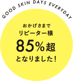 good skin days everydayおかげさまでリピーター様85%超となりました!